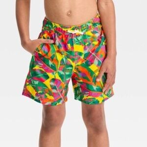 toddler little kids cat & jack yellow leaf print swim trunks boys summer 3t 3T 3